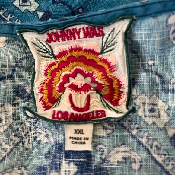 Johnny Was XXL Top Linen Blouse Blue - Picture 3 of 9